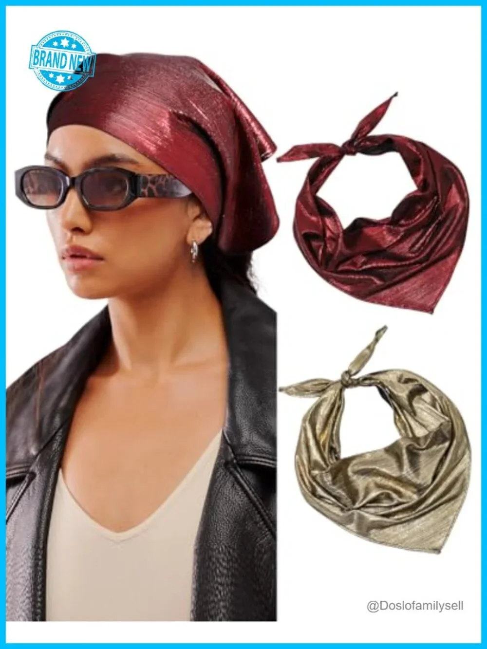 Punk Y2K Hair Bandanas - 2 Pack Head Wraps for Women